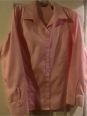 Womens Pink Button-Up Dress Shirt